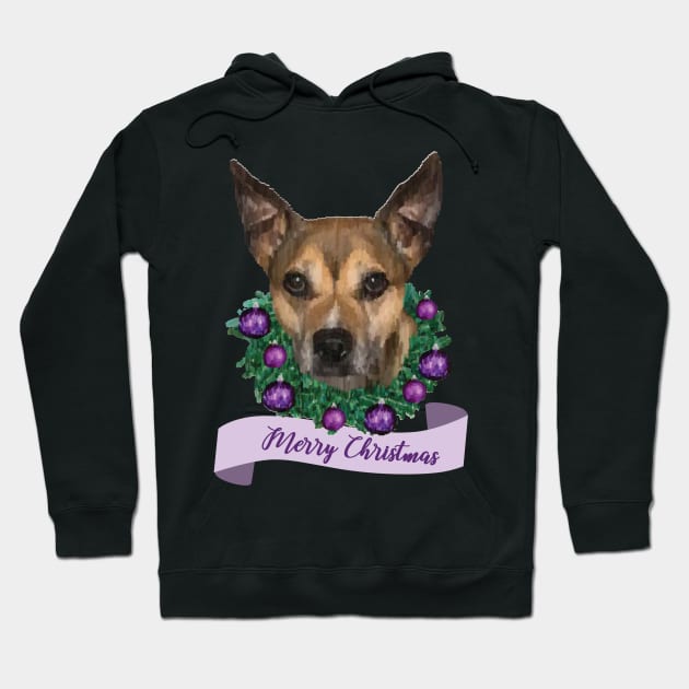 Merry Christmas Pitbull - Purple Hoodie by calliew1217